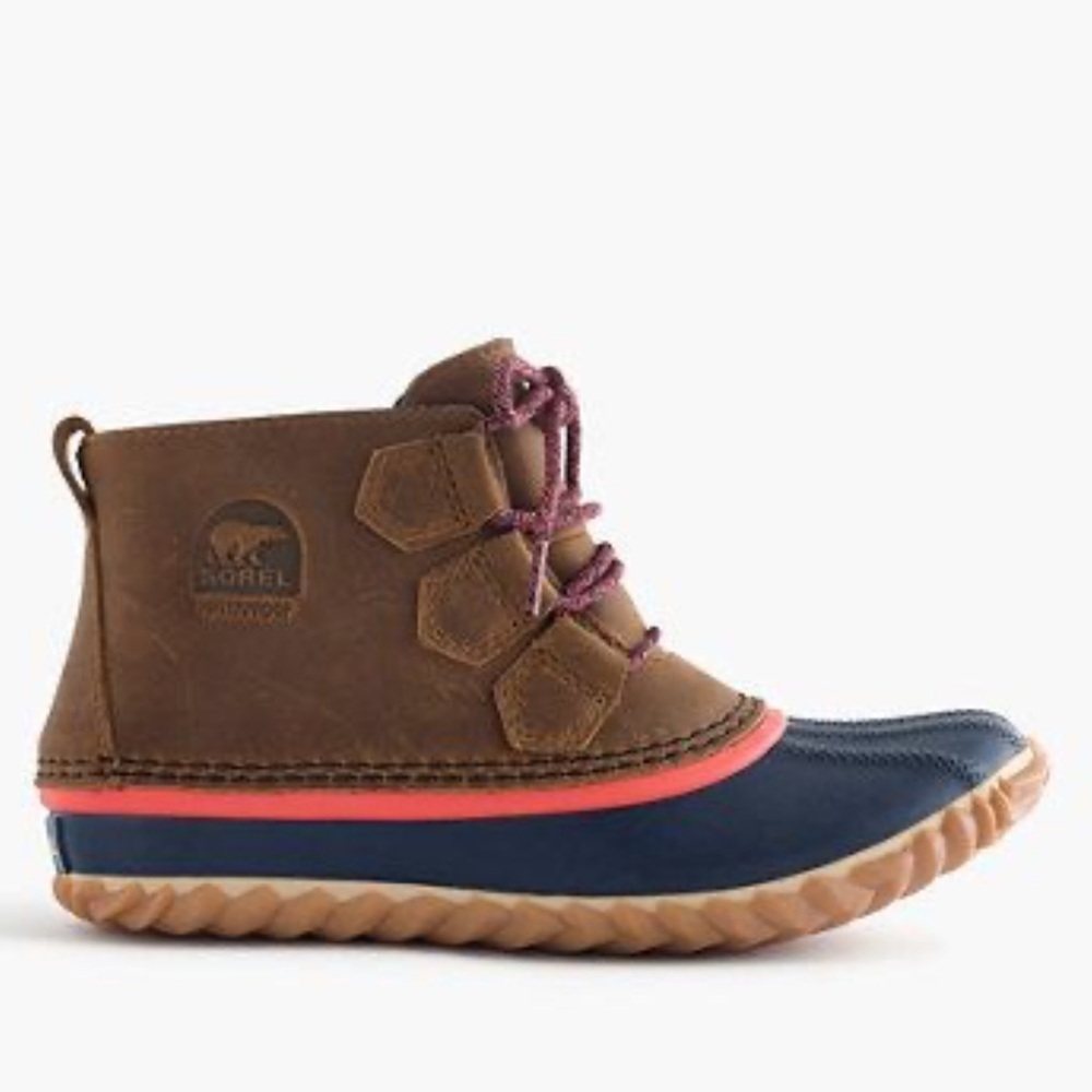 New Women's Sorel Out N About Leather Waterproof Duck Boot Tan Brown Sz 7